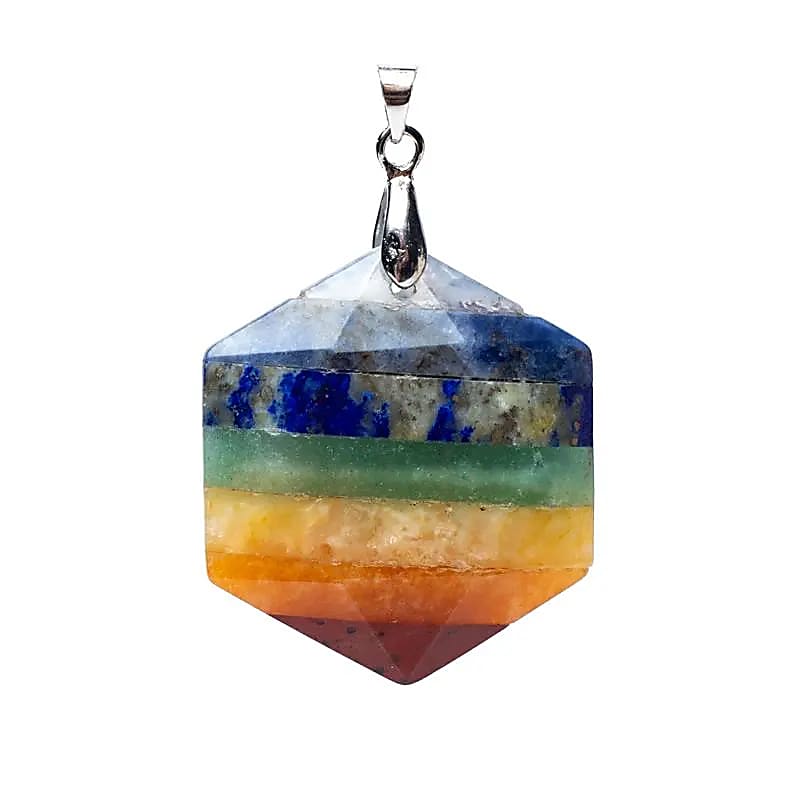 Sechseckiger Chakra‑Anhänger aus Edelstein Balance · Energie · Harmonie · Ausdruck