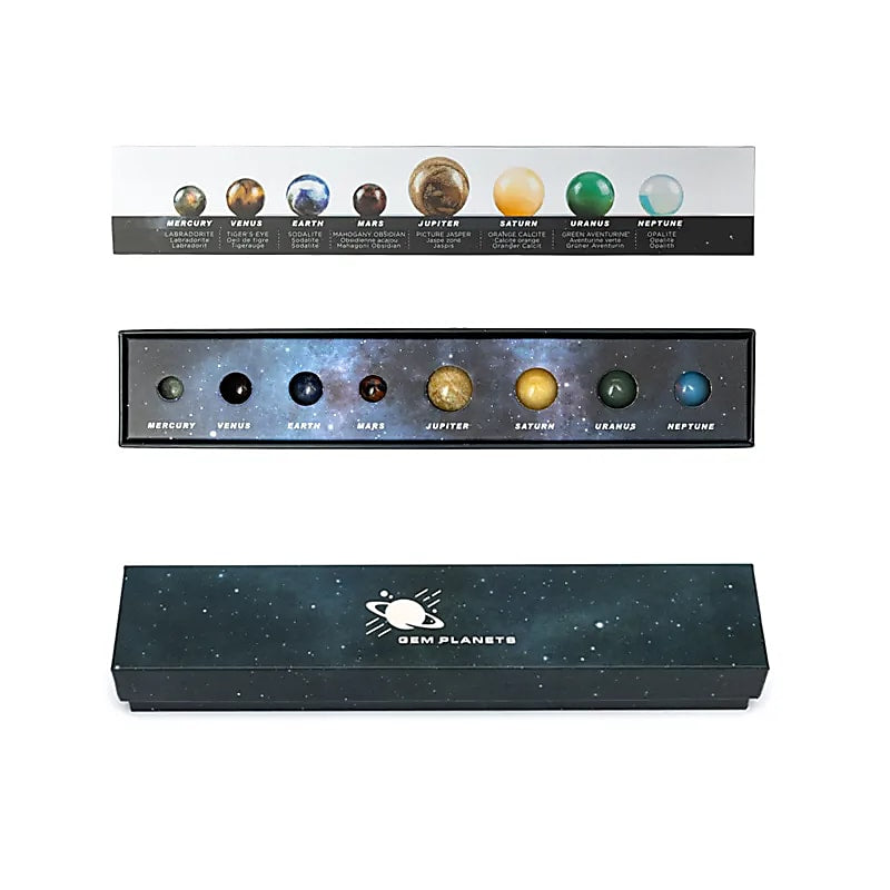 8 Planeten aus Edelstein in der Geschenk/Präsentationsbox