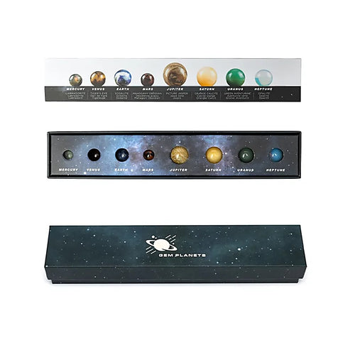 8 Planeten aus Edelstein in der Geschenk/Präsentationsbox