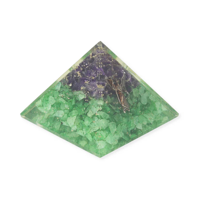 Orgonite Pyramid Ruby in Kyanite -- 7x7x6cm