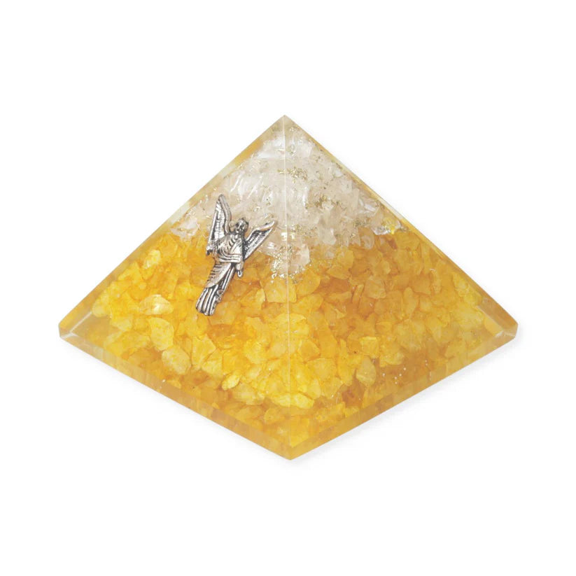 Orgonite Pyramid Ruby in Kyanite -- 7x7x6cm