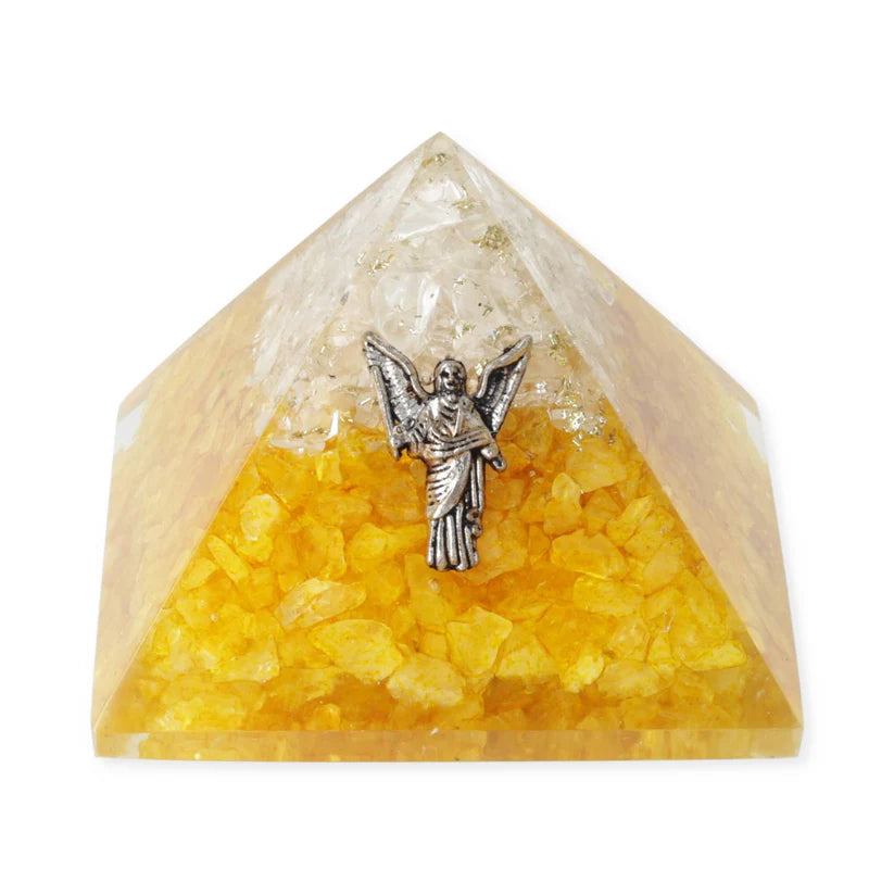 Orgonit‑Pyramide Citrin & Bergkristall mit Engel Uriel