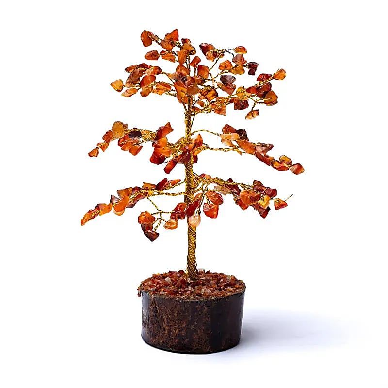 Edelsteinbaum Karneol – 18 cm – Deko‑Lebensbaum aus echten Kristallen