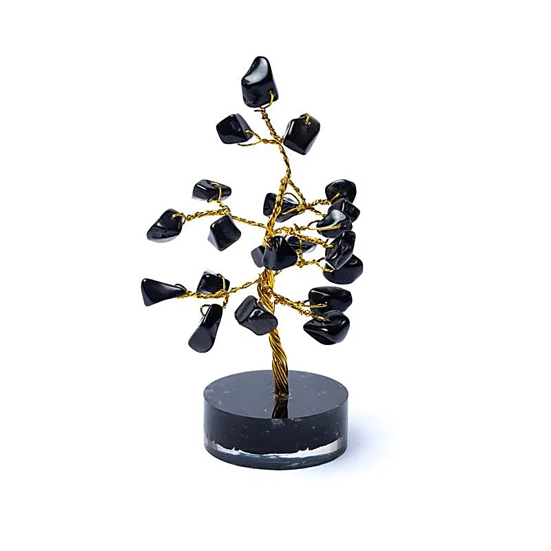 Edelsteinbaum Schwarzer Achat – 8 cm – Deko‑Lebensbaum aus echten Kristallen