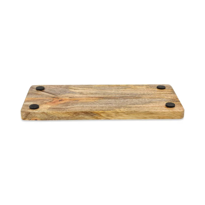 Kartenhalter Blume des Lebens mit Turmalin & Pyrit – Mangoholz mit Teelichthalter, 21,5 cm