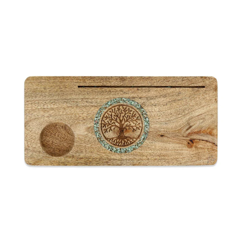 Kartenhalter „Baum des Lebens“ – Mangoholz & Amazonit