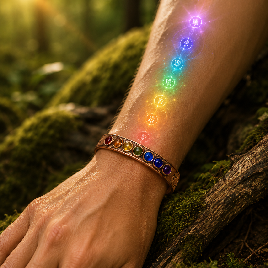Kupferarmband – 7 Chakren & Magnetkraft