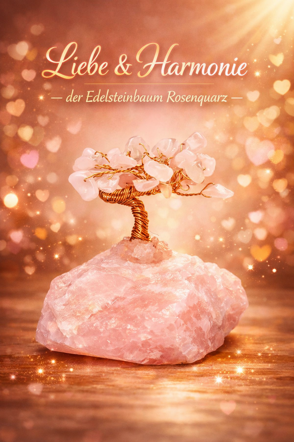 Edelsteinbaum Rosenquarz – 7 cm – Deko‑Lebensbaum aus echten Kristallen (163 g)
