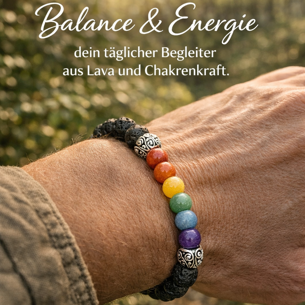 Chakra-Armband Lavastein elastisch -- ±8 mm