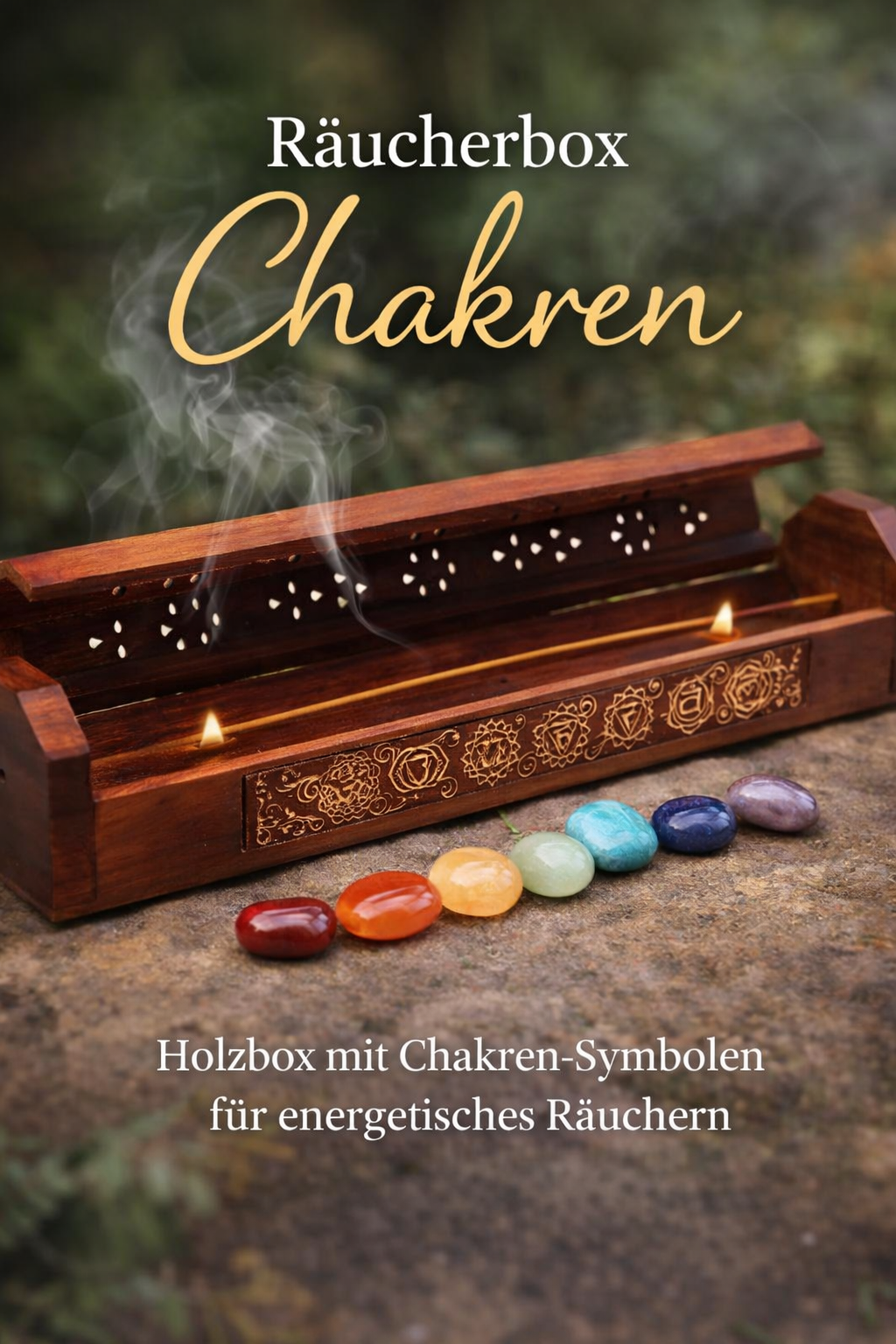 Kistchen/Halter Räucherstäbchen 7 Chakren