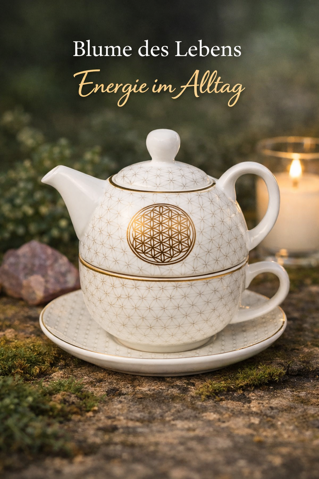 Tea for One Flower of Life made from Bone China Porcelain