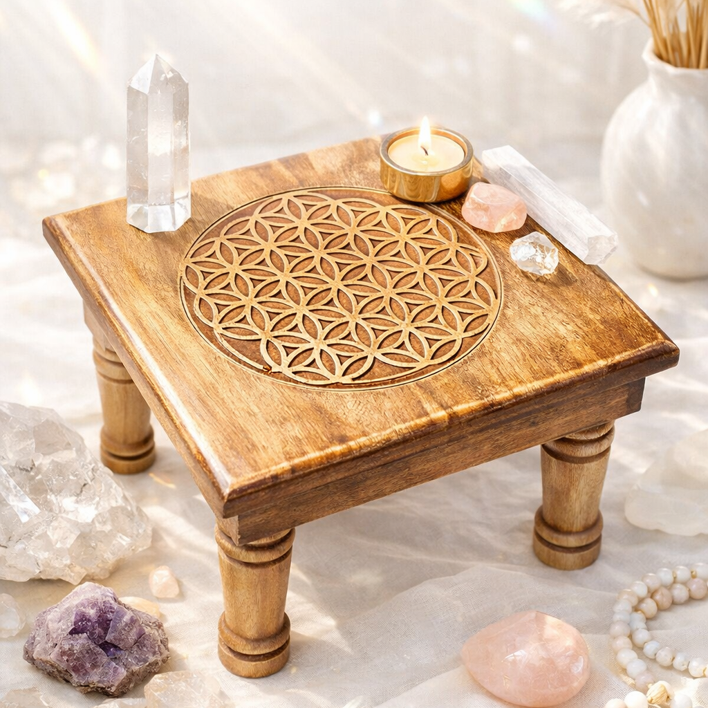 Beistelltisch aus Holz Blume des Lebens