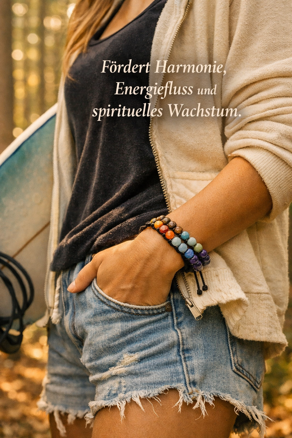 Chakra-Armband zweireihig verstellbar – 0,6 cm
