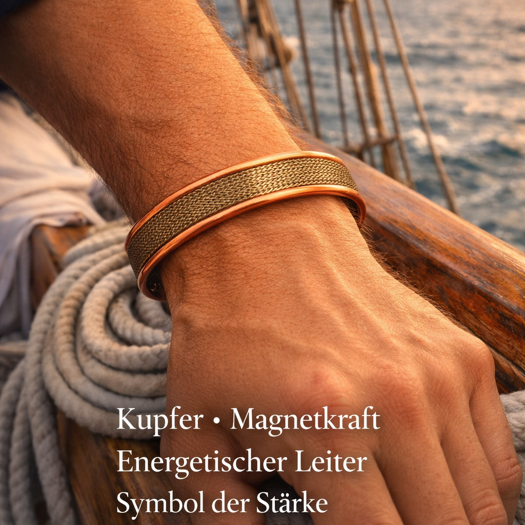 Kupferarmband mit Seilmotiv – Magnetkraft & Energiefluss
