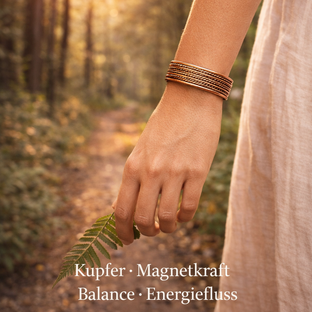 Kupferarmband – Vier Kordeln & Magnetkraft