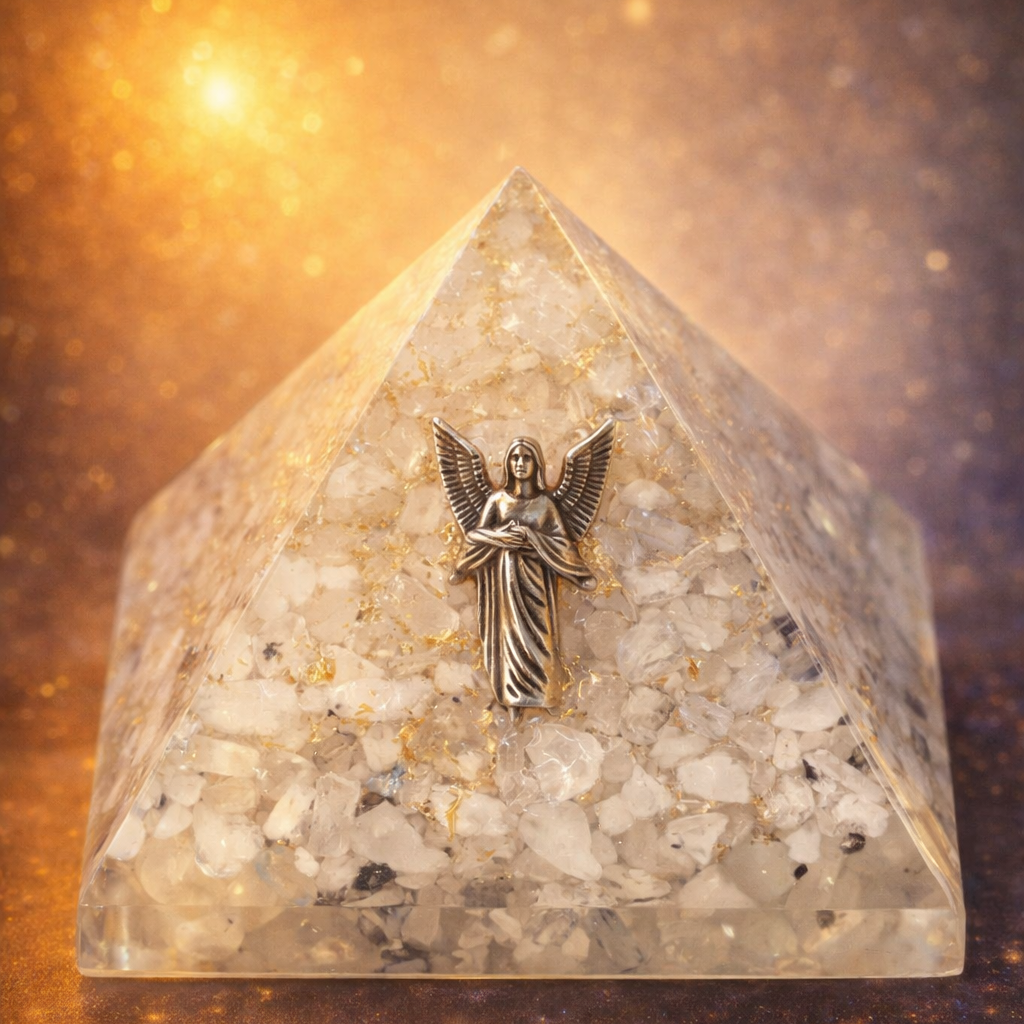 Orgonite Pyramid Ruby in Kyanite -- 7x7x6cm