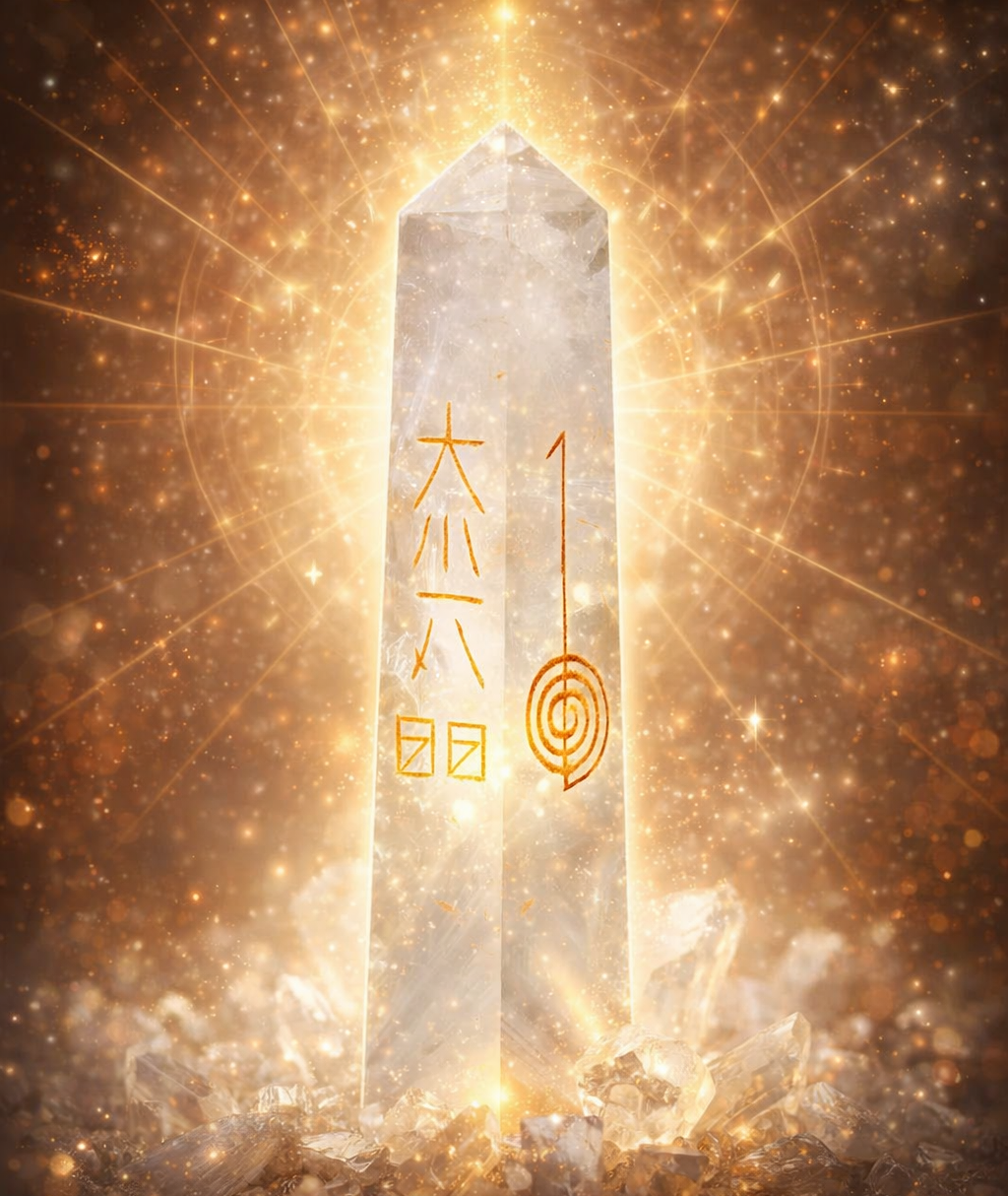 Reiki Obelisk Bergkristall -- 7.5x10cm