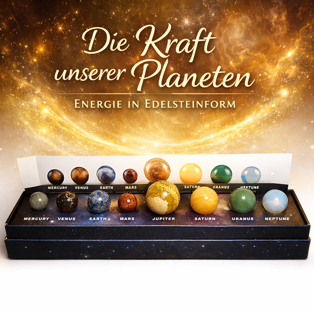 Gemstone Planets (8-piece set) in presentation box – Decorative set made of real minerals