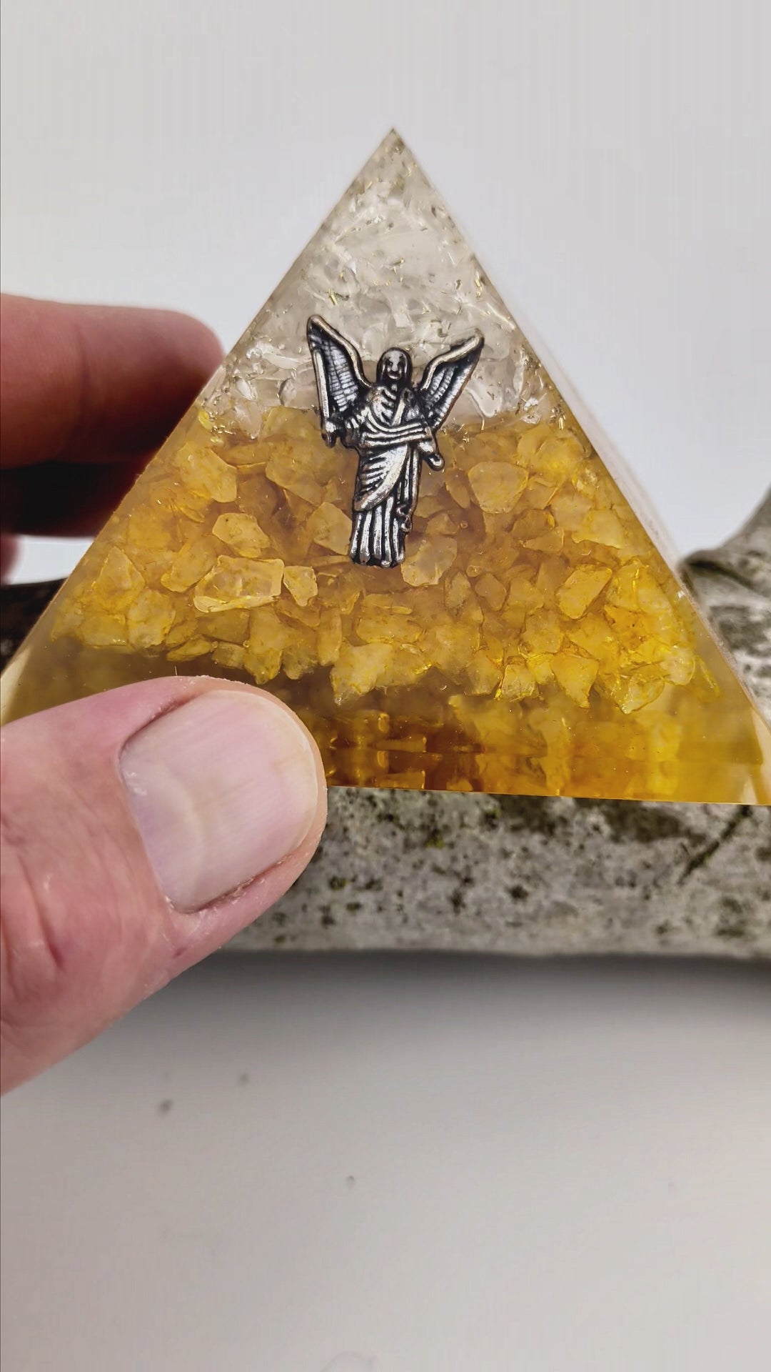 Orgonite Pyramid Ruby in Kyanite -- 7x7x6cm