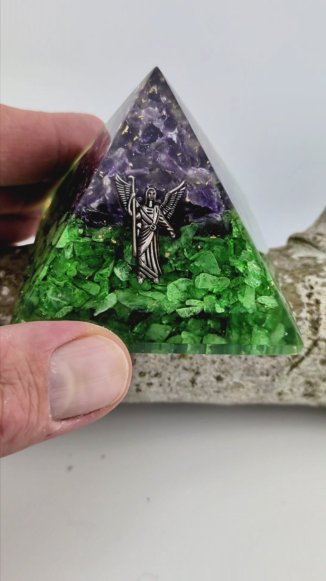 Orgonite Pyramid Ruby in Kyanite -- 7x7x6cm
